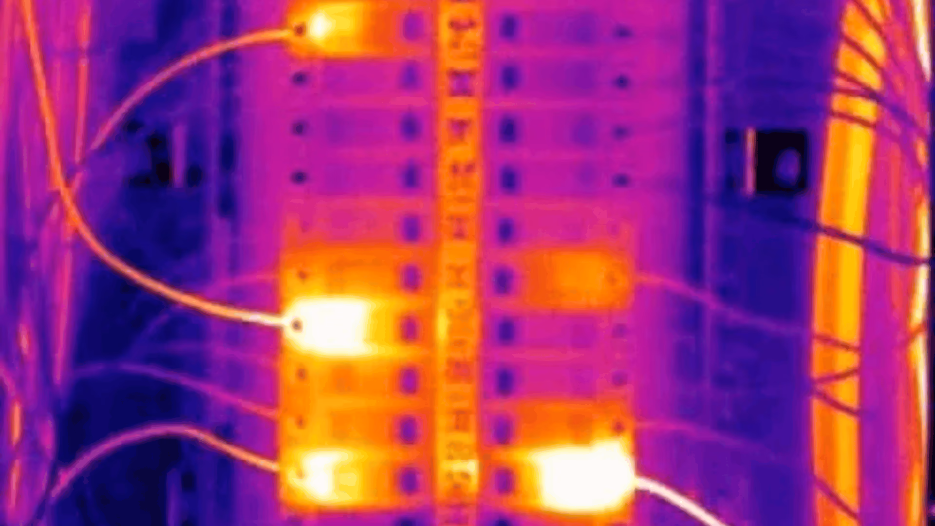 Thermal image of an electrical breaker panel